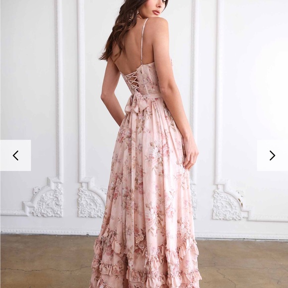 The Carmen Dress in Peach Tapestry - Picture 4 of 13